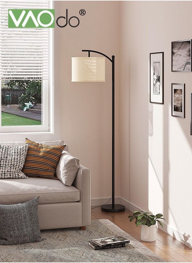 فاو دو مصباح أرضي LED بقوة 9 وات مع 3 درجات حرارة لونية، مصباح قائم بسيط لحماية العين من Nordic مع غطاء مصباح من الكتان لغرفة النوم والمكتب وغرفة المعيشة مع زر تحكم بالقدم  - Image 4