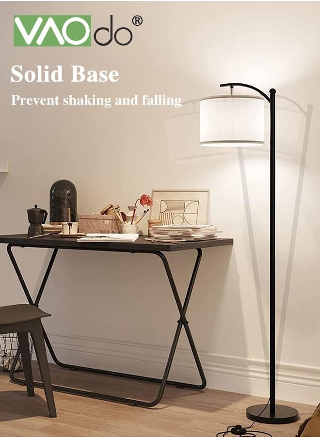 VAOdo - LED Floor Lamp 9W with 3 Color Temperatures Nordic Simplicity Eye-Protecting Standing Lamp with Linen lampshade for Bedroom Office Living Room with Foot Control Button Lamp - Image 1