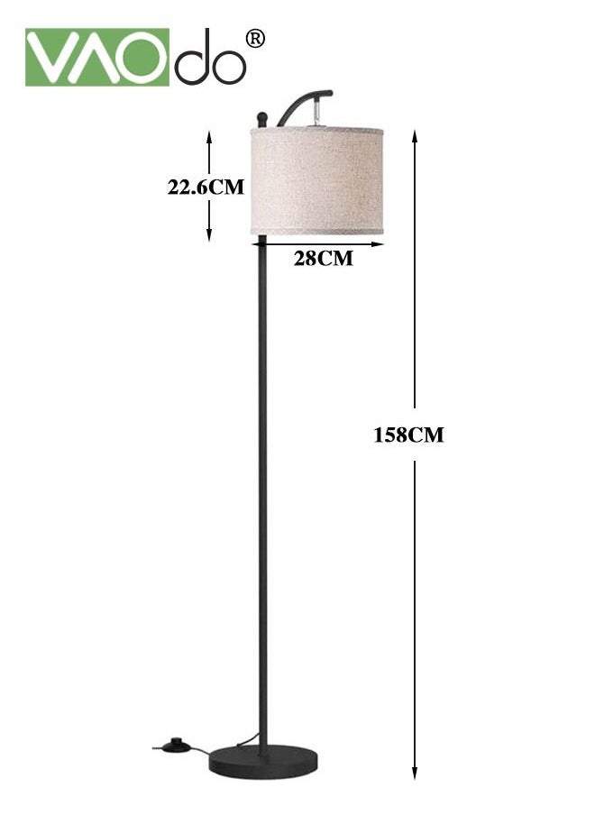 VAOdo - LED Floor Lamp 9W with 3 Color Temperatures Nordic Simplicity Eye-Protecting Standing Lamp with Linen lampshade for Bedroom Office Living Room with Foot Control Button Lamp - Image 1