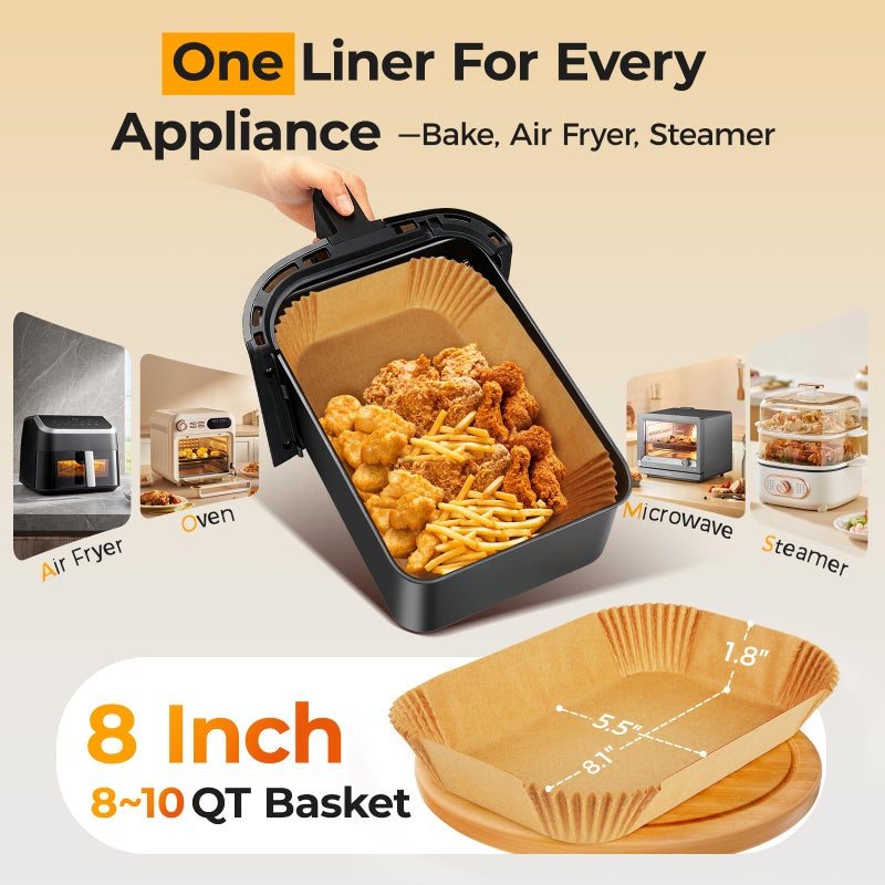 vailnd 400Pcs Air Fryer Liners Disposable for Dual Basket, 8x5.5 Inch Parchment Paper Sheets, Rectangular Baking Liners for Ninja DZ201 DZ401, Chefman/COSORI 2-Basket Air Fryer, Oil Proof & Non-Stick - Image 2