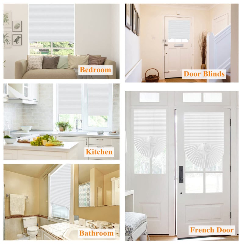 Maritown Window Blinds Cordless No Drill Cut to Size Clip On Stick On Self Adhesive Temporary Blinds Pleated Paper Blinds for Windows Doors Shades for Home Nursery Bedroom Kitchen Bathroom - Image 2