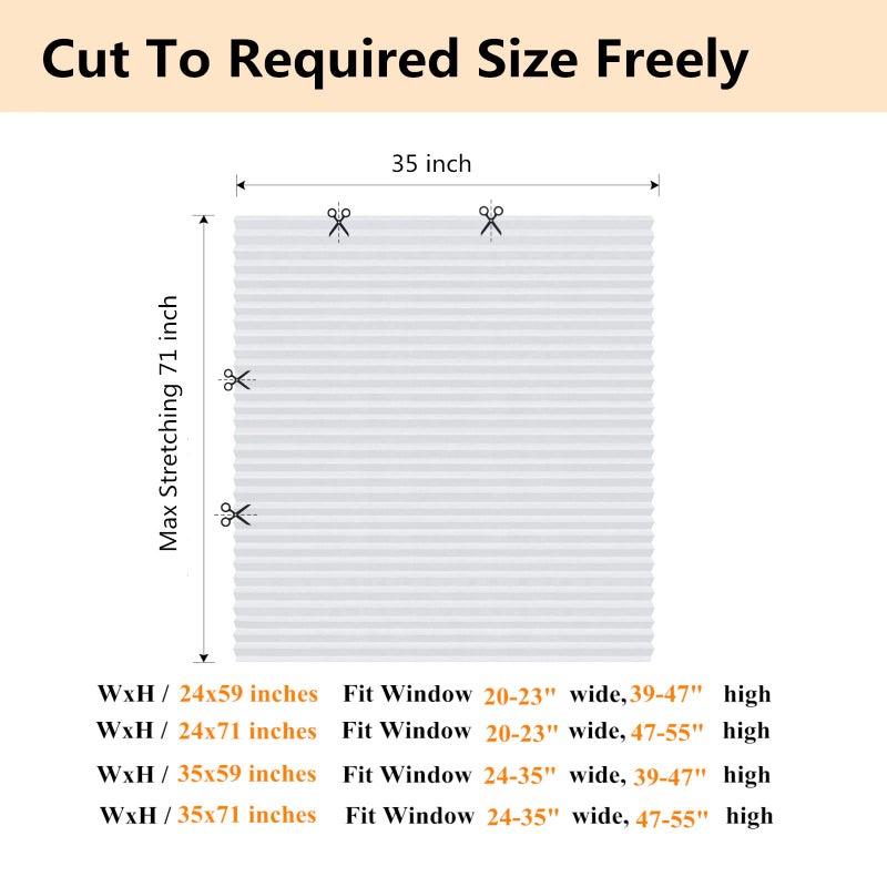 Maritown Window Blinds Cordless No Drill Cut to Size Clip On Stick On Self Adhesive Temporary Blinds Pleated Paper Blinds for Windows Doors Shades for Home Nursery Bedroom Kitchen Bathroom - Image 5