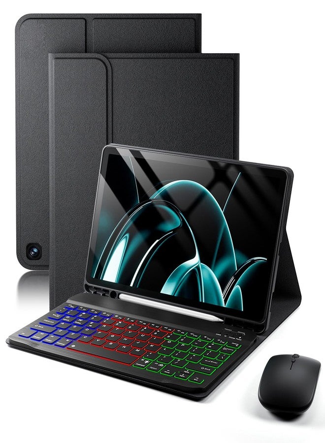 SAMTUNK for Amazon Fire HD 10/10 Plus Case with Keyboard (11th/13th Generation, 10.1 inch) - Rainbow Backlit Keyboard Case - Built in Pencil Holder with Mouse - Black - Image 1