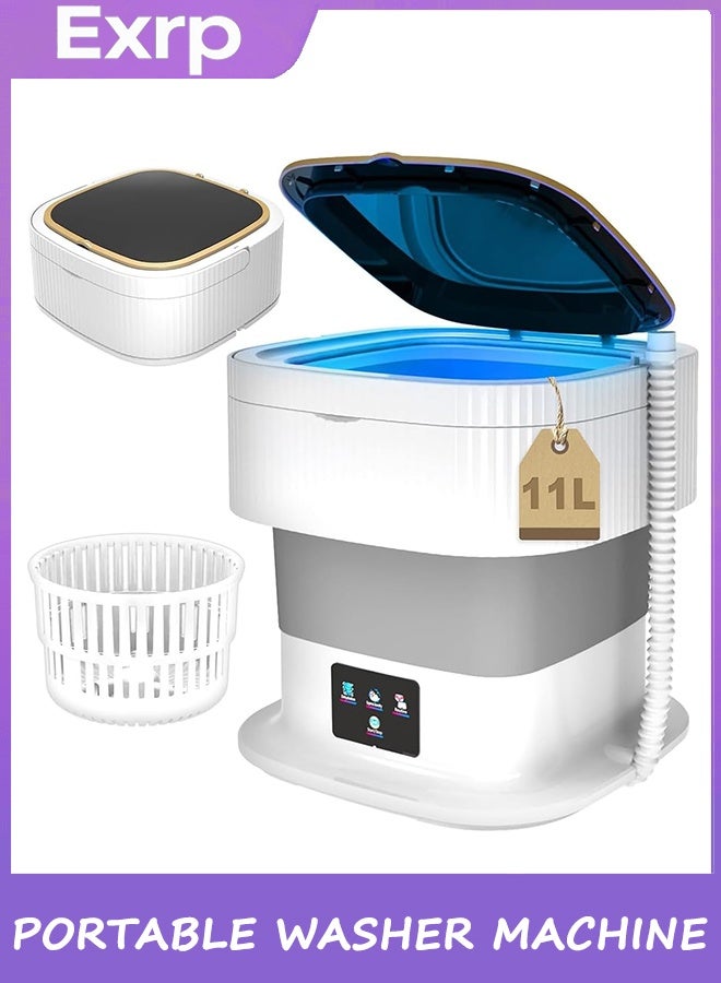 Exrp غسالة صغيرة قابلة للطي وغسالة مجففة,تنظيف غسالة صغيرة, غسالة 3M تنظيف عميق لملابس الأطفال, ملابس داخلية, جوارب, RV رمادي - Image 1