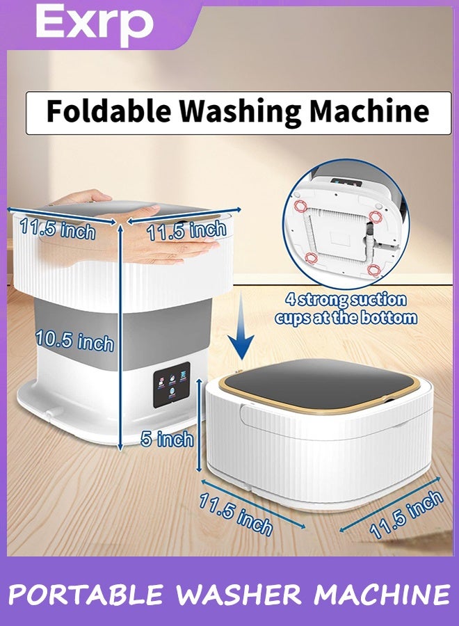 Exrp غسالة صغيرة قابلة للطي وغسالة مجففة,تنظيف غسالة صغيرة, غسالة 3M تنظيف عميق لملابس الأطفال, ملابس داخلية, جوارب, RV رمادي - Image 5