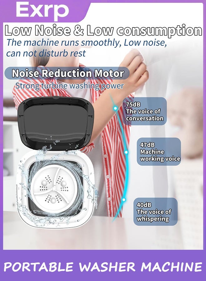 Exrp غسالة صغيرة قابلة للطي وغسالة مجففة,تنظيف غسالة صغيرة, غسالة 3M تنظيف عميق لملابس الأطفال, ملابس داخلية, جوارب, RV رمادي - Image 2