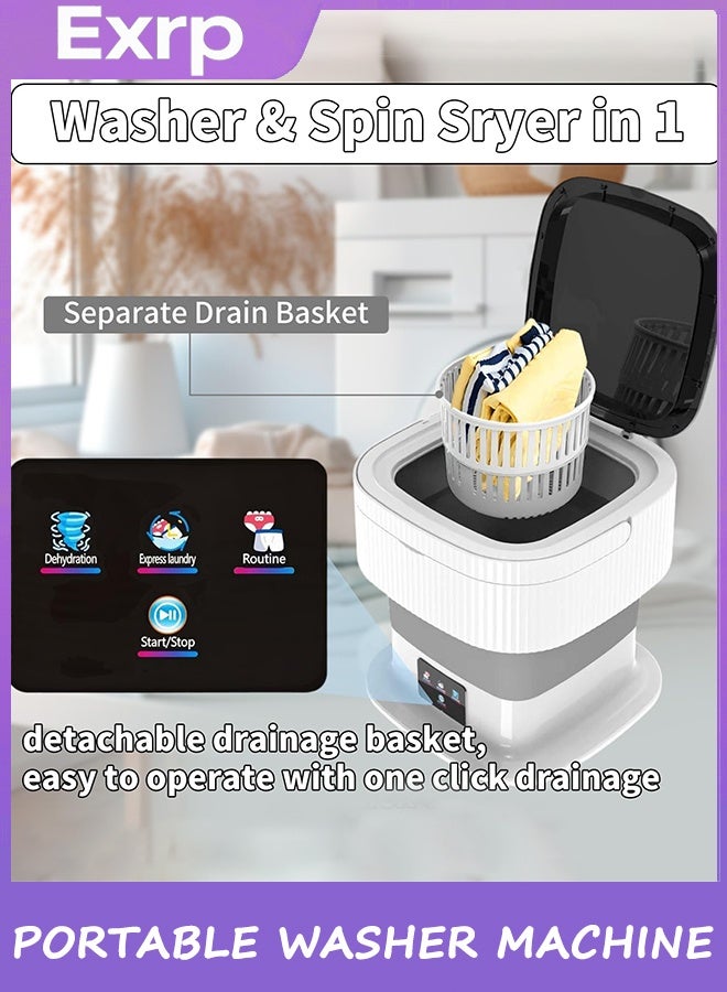 Exrp غسالة صغيرة قابلة للطي وغسالة مجففة,تنظيف غسالة صغيرة, غسالة 3M تنظيف عميق لملابس الأطفال, ملابس داخلية, جوارب, RV رمادي - Image 4