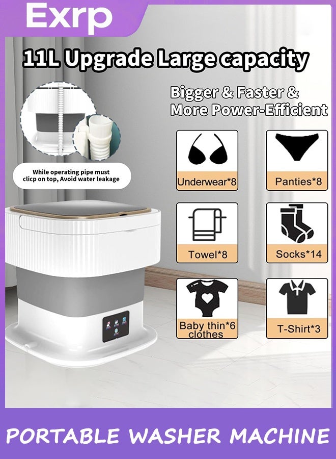 Exrp غسالة صغيرة قابلة للطي وغسالة مجففة,تنظيف غسالة صغيرة, غسالة 3M تنظيف عميق لملابس الأطفال, ملابس داخلية, جوارب, RV رمادي - Image 3