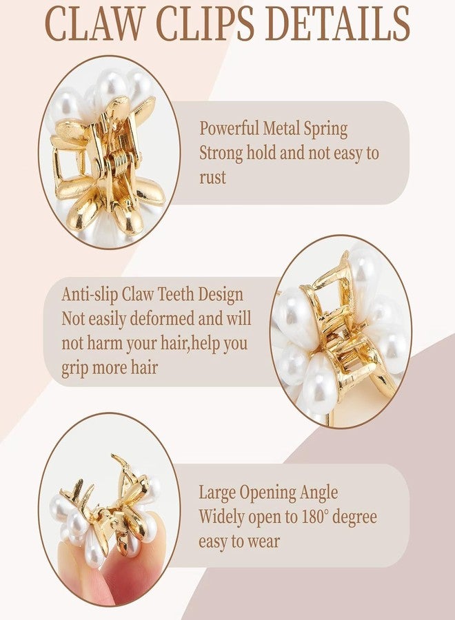 AMAZBIRD Mini Pearl Hair Clip, Mini Flower Claw Clips with Pearls, Small, Flower Hair Clips Decorative Hair Accessories for Women Girls (2) - Image 5