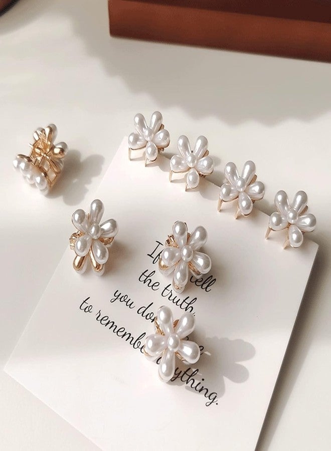 AMAZBIRD Mini Pearl Hair Clip, Mini Flower Claw Clips with Pearls, Small, Flower Hair Clips Decorative Hair Accessories for Women Girls (2) - Image 2