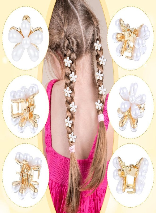 AMAZBIRD Mini Pearl Hair Clip, Mini Flower Claw Clips with Pearls, Small, Flower Hair Clips Decorative Hair Accessories for Women Girls (2) - Image 4