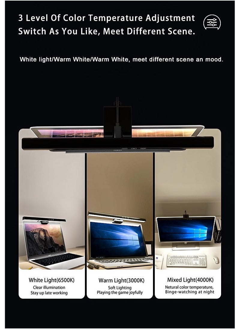 ضوء شاشة كمبيوتر يعمل بالطاقة USB للمكتب / المنزل / الألعاب / المكتب ، سطوع / لون قابل للتعديل بطول 330 مم