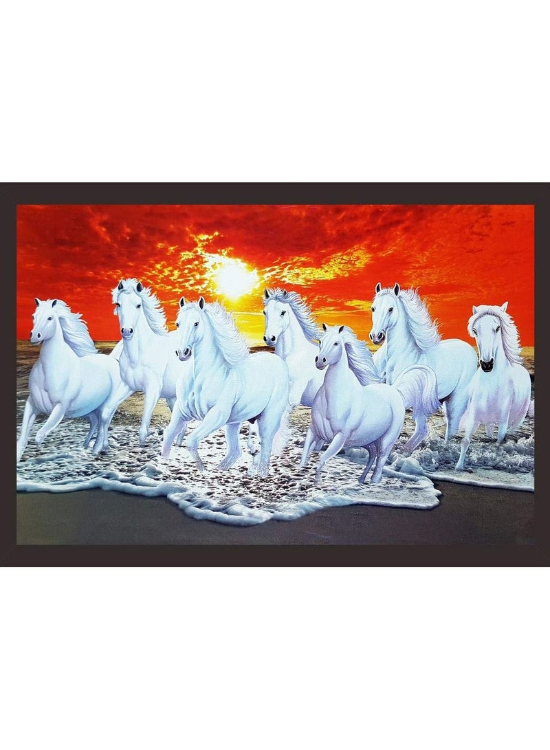 Seven Running Horses Vastu Painting UV Textured Print 18X12 - Image 1