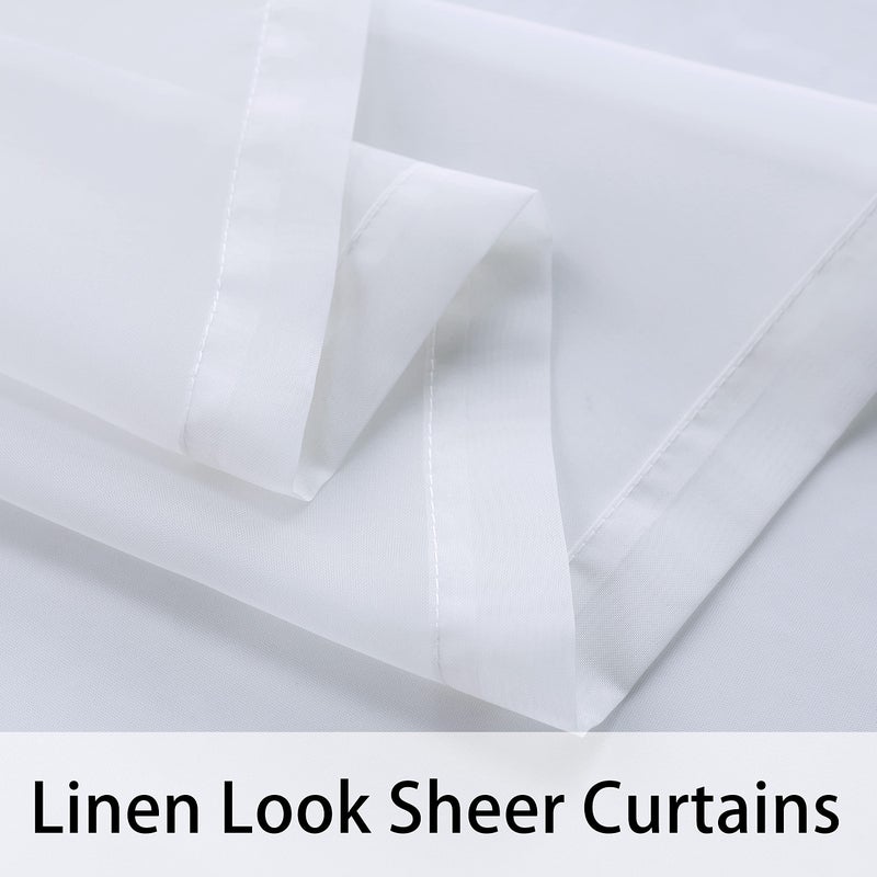 BONZER White Outdoor Sheer Curtains for Patio Waterproof - 2 Panels Grommet Indoor Voile Sheer Curtain for Living Room, Bedroom, Porch, Pergola, Cabana,54 x 84 inch, White - Image 5