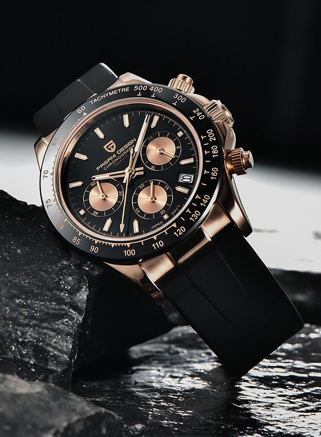 باغاني ديزاين الكلاسيكية الرجال متعددة الوظائف كرونوغراف كامل الفولاذ المقاوم للصدأ اليابانية كيه 63 الكوارتز حركة تستر 100 متر للماء الفاخرة الأعمال ووتش - Image 3