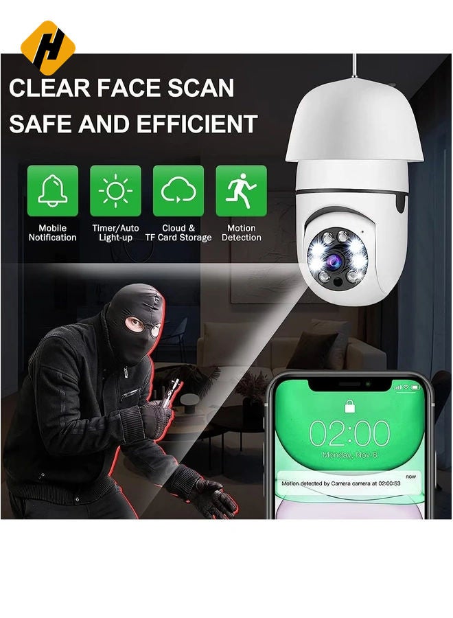 HuHa 360 Degree Security Cameras Wireless Outdoor, 2.4GHz & 5G WiFi Light Bulb Camera, 1080p Wireless Cameras for Home Security, Indoor Security Camera System, Motion Detection  - Image 4