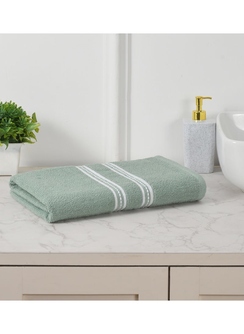 AURIO Premium 100% Cotton Ultra-Soft Bath Towel – 68x135 cm Large Absorbent Body Towel with Stylish Double White Stripe Dobby Border – Green Luxury Hotel & Spa Collection - Image 1
