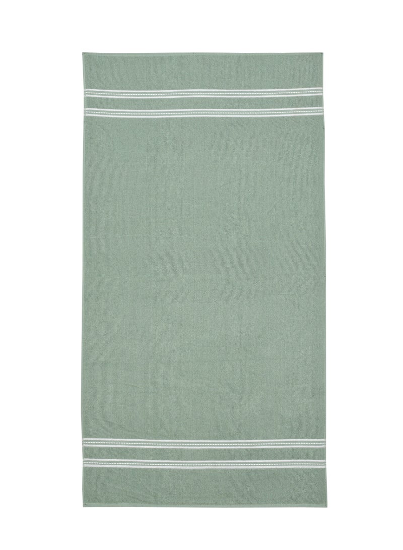 AURIO Premium 100% Cotton Ultra-Soft Bath Towel – 68x135 cm Large Absorbent Body Towel with Stylish Double White Stripe Dobby Border – Green Luxury Hotel & Spa Collection - Image 3