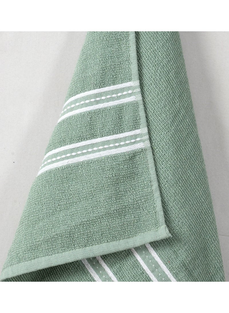 AURIO Premium 100% Cotton Ultra-Soft Bath Towel – 68x135 cm Large Absorbent Body Towel with Stylish Double White Stripe Dobby Border – Green Luxury Hotel & Spa Collection - Image 4