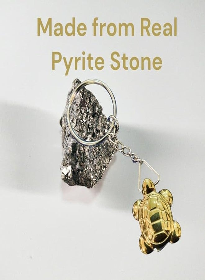 GEMTUB Natural Pyrite Tortoise Keychain | Money Magnet Keychain for Wealth, Prosperity & Abundance - Image 3