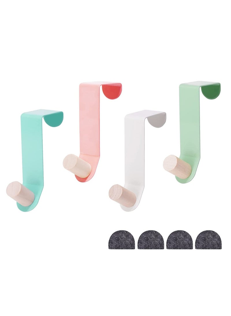 Coat Hooks Over Door Heavy Duty Wooden Colour Towel Hooks Back of Door Hanging Hanger for Clothes Hat Jacket Clothing, 4pack - Image 1