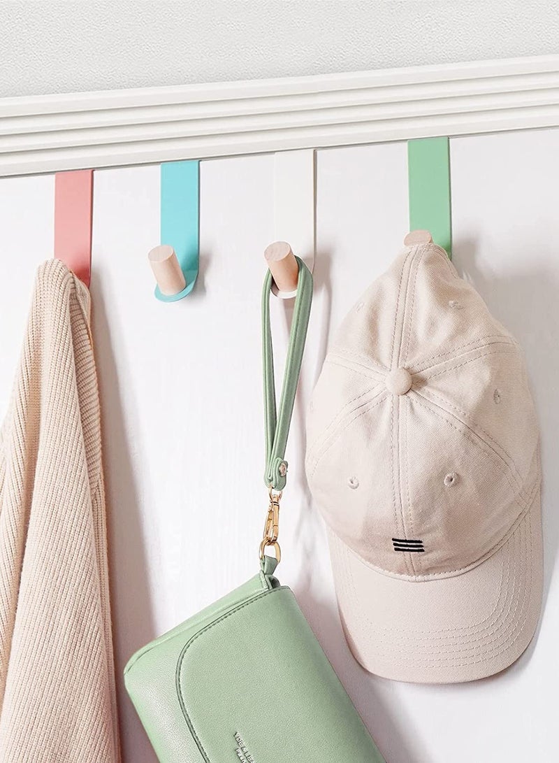 Coat Hooks Over Door Heavy Duty Wooden Colour Towel Hooks Back of Door Hanging Hanger for Clothes Hat Jacket Clothing, 4pack - Image 4