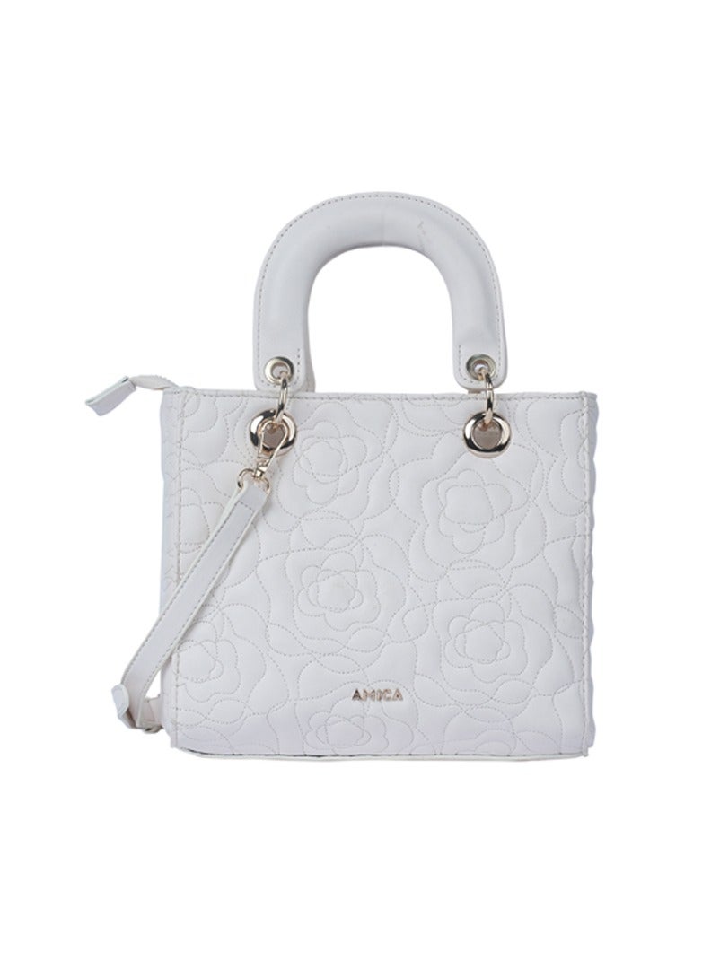 AMICA Silene Floral Women Crossbody Handbag Leather with Detachable Strap - Image 1