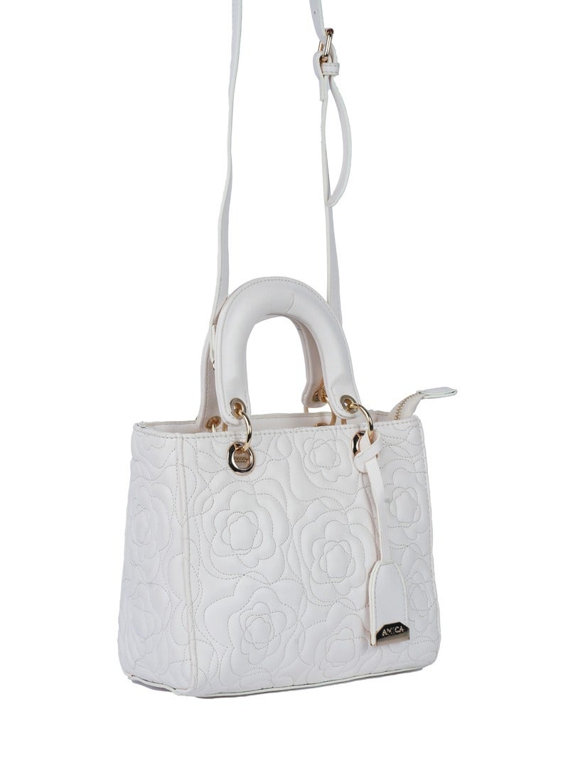 AMICA Silene Floral Women Crossbody Handbag Leather with Detachable Strap - Image 3