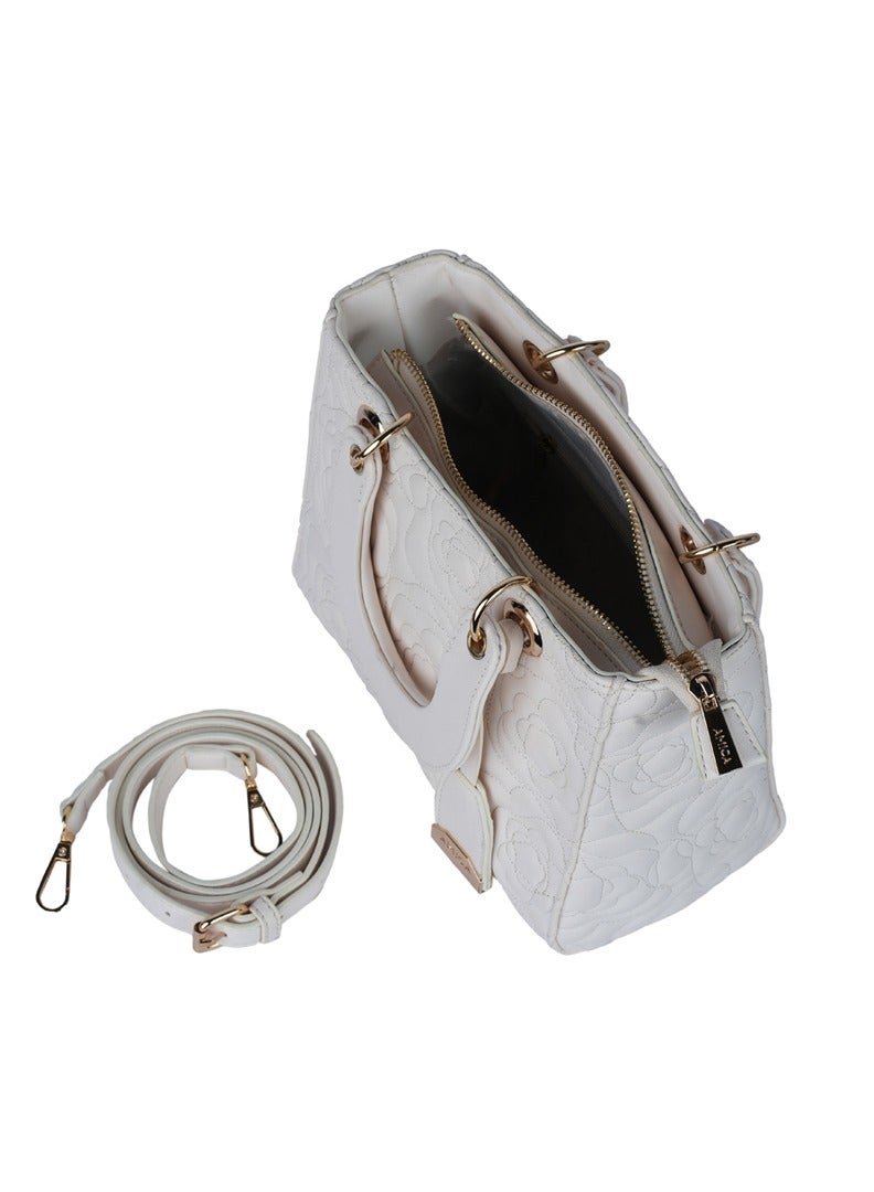 AMICA Silene Floral Women Crossbody Handbag Leather with Detachable Strap - Image 4