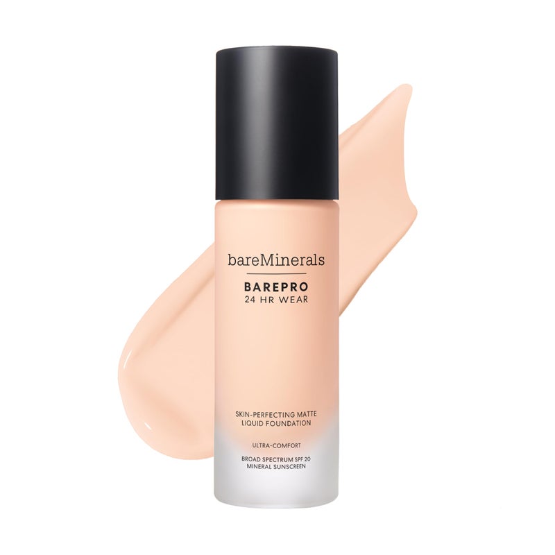bareminerals Barepro 24HR Wear Matte Liquid Foundation Mineral SPF 20, Full Coverage Foundation Makeup for Mature Skin, Oil-Free, Vegan - Image 1