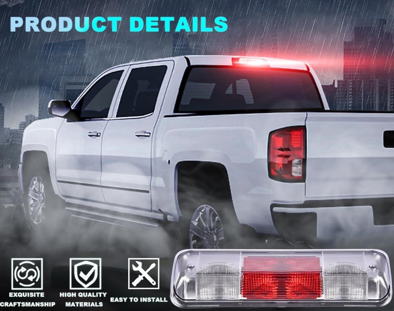 PIT66 3rd Brake Light Compatible with 2004-2008 Ford F150 High Mount Center Rear Roof Third Cargo Light Parking Light Halogen Clear/Red Lens Tercera luz de freno - Image 3