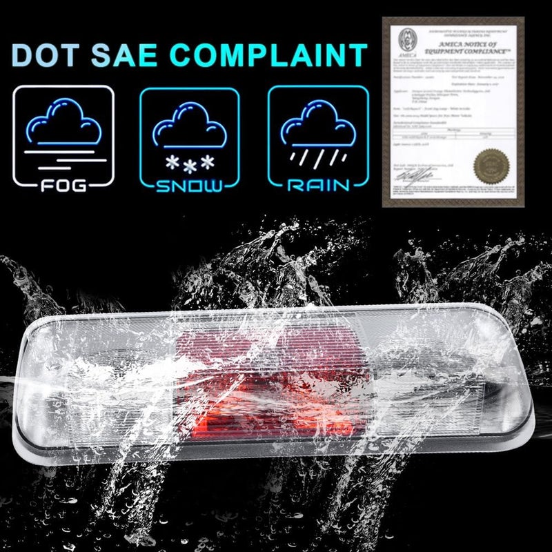 PIT66 3rd Brake Light Compatible with 2004-2008 Ford F150 High Mount Center Rear Roof Third Cargo Light Parking Light Halogen Clear/Red Lens Tercera luz de freno - Image 2