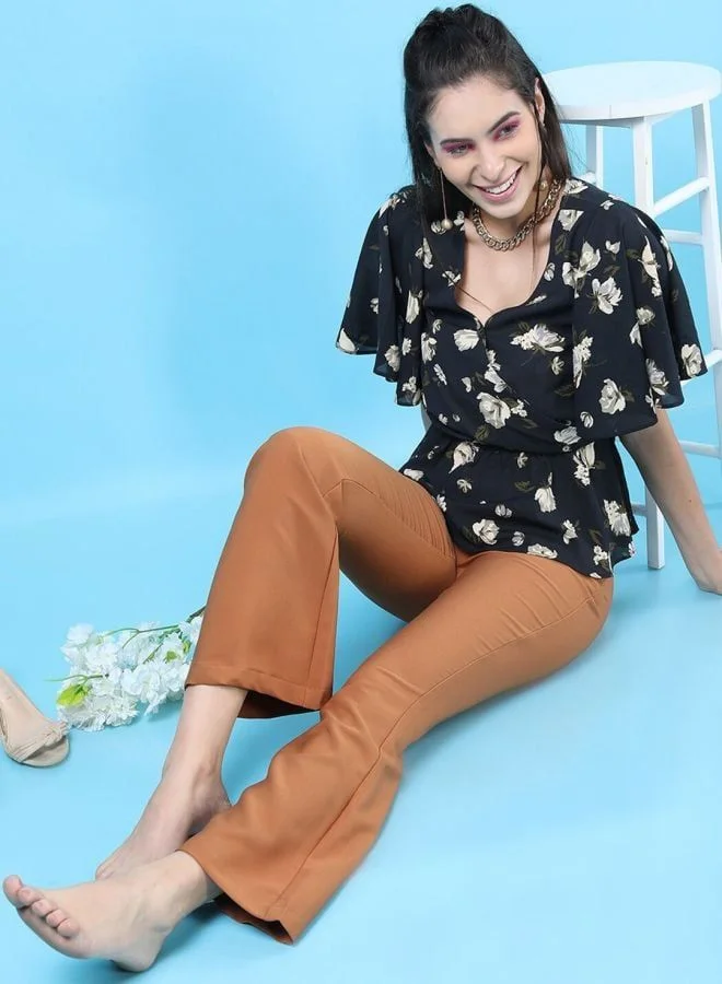 Freehand  Women Flared Solid High Rise Pant  | Best Price UAE