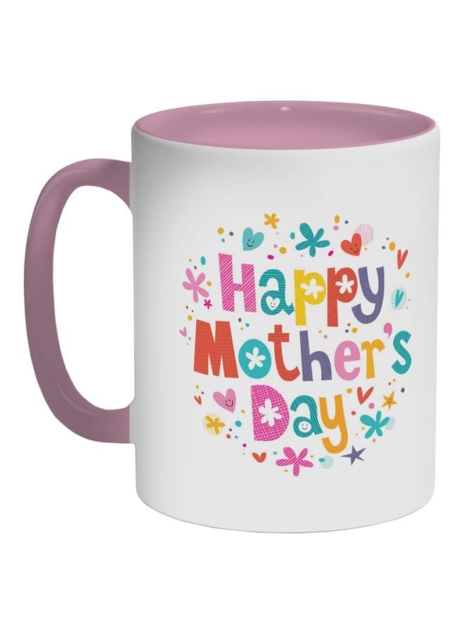 Happy Mother's Day Printed Coffee Mug Pink/White/Blue 325ml