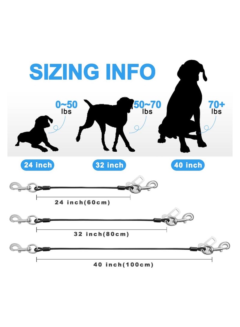 SYOSI Dog Seat Belt Harness for Car, 2Pcs Dog Seatbelt of Coated Wire Leash Safety Restraint, No Chew Tether Cable Vehicle Dog Accessories with Double Clips (Black*2, 24 Inch/60 Cm) - Image 5