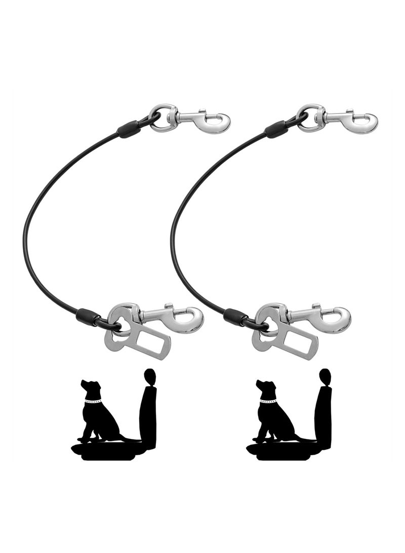 SYOSI Dog Seat Belt Harness for Car, 2Pcs Dog Seatbelt of Coated Wire Leash Safety Restraint, No Chew Tether Cable Vehicle Dog Accessories with Double Clips (Black*2, 24 Inch/60 Cm) - Image 1