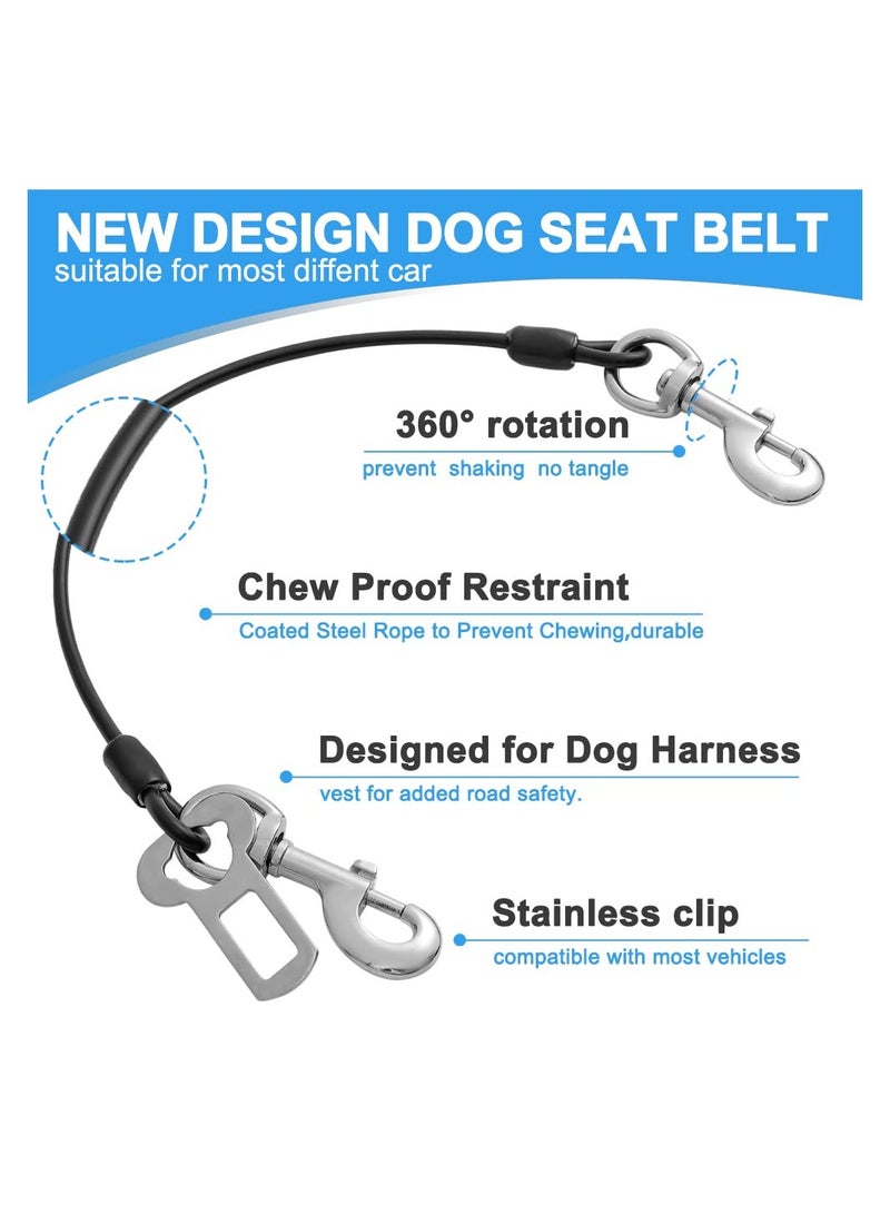 SYOSI Dog Seat Belt Harness for Car, 2Pcs Dog Seatbelt of Coated Wire Leash Safety Restraint, No Chew Tether Cable Vehicle Dog Accessories with Double Clips (Black*2, 24 Inch/60 Cm) - Image 4