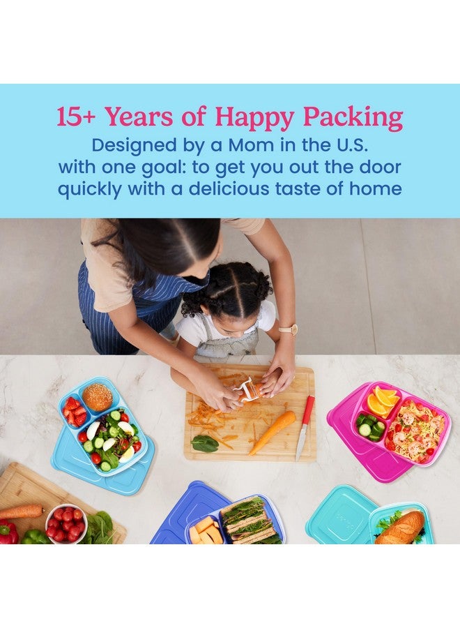 Bentgo Easyboxes - Original Stackable Lunch Boxes - Reusable 3-Compartment Food Containers for Kids and Adults - Bento Lunch Box for Meal Prep, School, & Work - BPA Free, Set of 4 (Jewel Brights) - Image 4