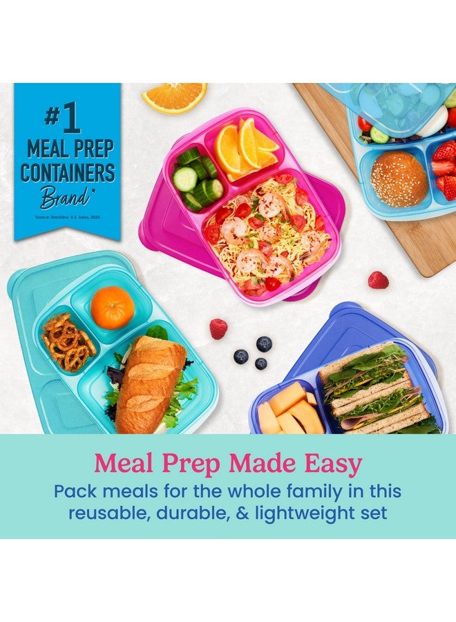 Bentgo Easyboxes - Original Stackable Lunch Boxes - Reusable 3-Compartment Food Containers for Kids and Adults - Bento Lunch Box for Meal Prep, School, & Work - BPA Free, Set of 4 (Jewel Brights) - Image 2