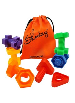 Skoolzy Nuts And Bolts 12 Piece Set Sensory Occupational Therapy Stem Toddler Toys For Kids Develops Fine Motor Skills Boys And Girls Ages 2+ Includes Ebook Travel 12 Piece  - Image 2