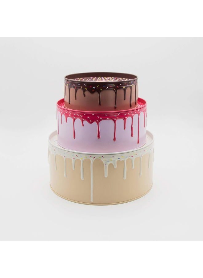 Suck UK Cake Storage Tin | Set of 3 | Biscuit Tins | Kitchen Set | Storage Set | Cake Storage Container | Stacking Round Cake Tins | Nesting Storage Containers | Tin Box 3 Colours Included - Image 4