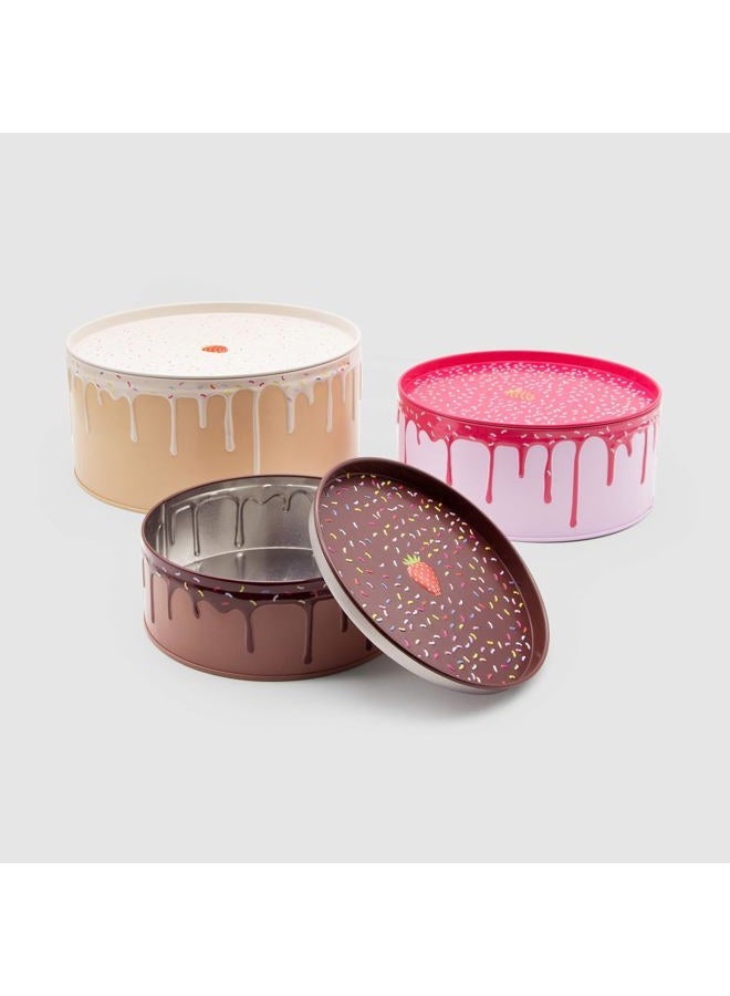 Suck UK Cake Storage Tin | Set of 3 | Biscuit Tins | Kitchen Set | Storage Set | Cake Storage Container | Stacking Round Cake Tins | Nesting Storage Containers | Tin Box 3 Colours Included - Image 5