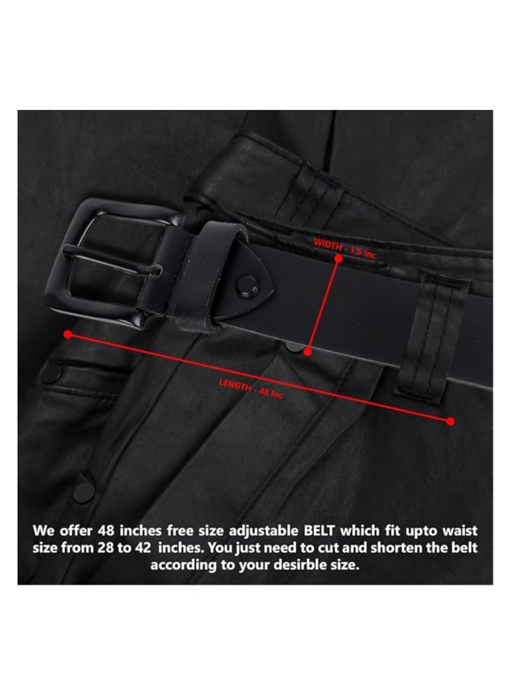 HAMMONDS FLYCATCHER Genuine Leather Belt for Men - Adjustable Waistband up to 46 Inches Belt for Jeans & Dress Pants - 1.5" Width - Zinc Casted Buckle - Formal & Casual Wear - Branded Mens Belt