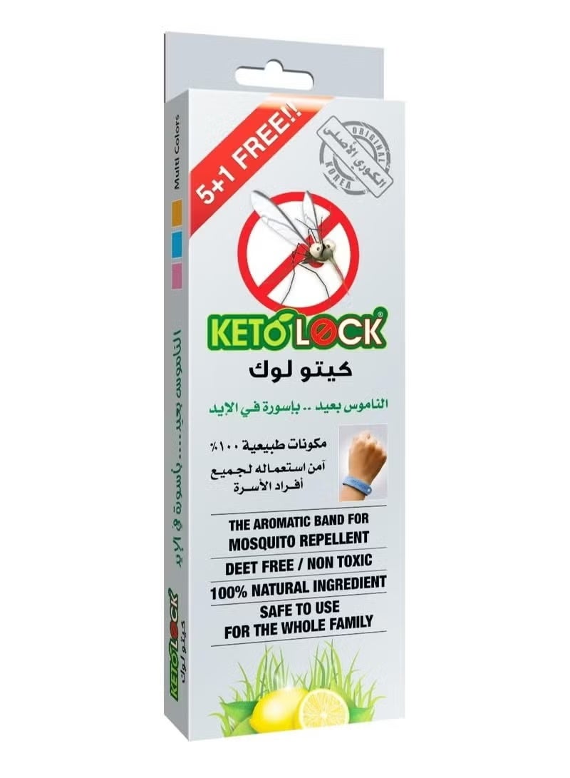 Keto Lock Mosquito Repellent Bracelet, (5+1 Pack) 1 x 3 x 12 Pieces