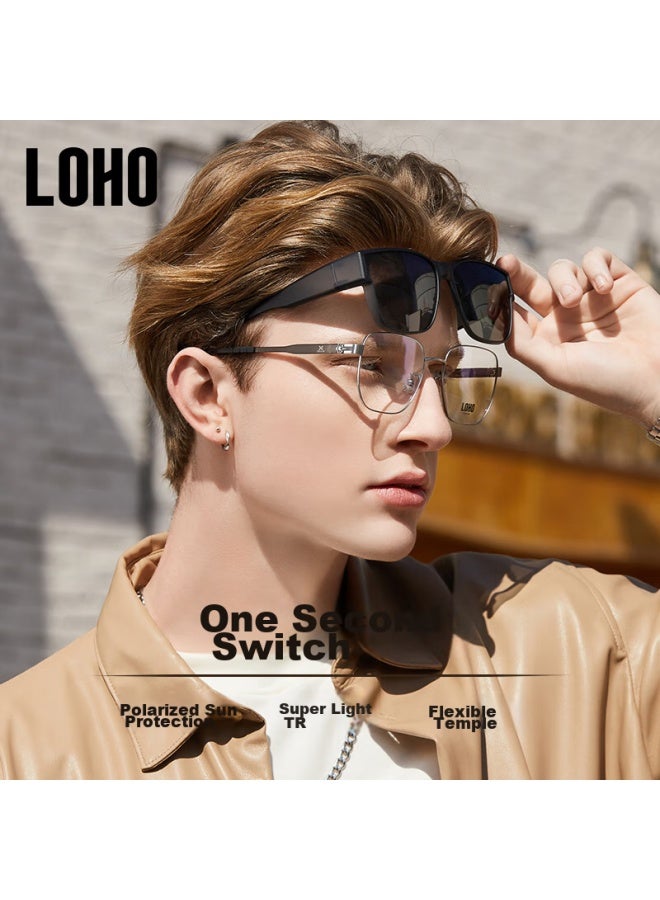 Loho Polarized Sungl For Women And Men, Compatible With Prescription Lenses, Uv Protection, Driving-specific, Glossy Black - Image 4