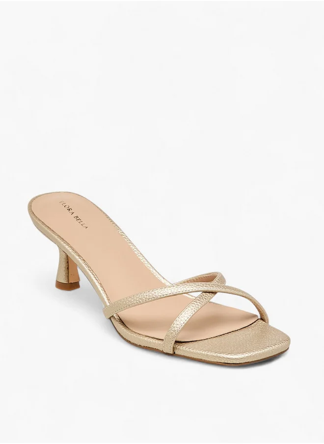 Flora Bella By Shoexpress Women's Strappy Slip-On Sandals with Kitten Heels