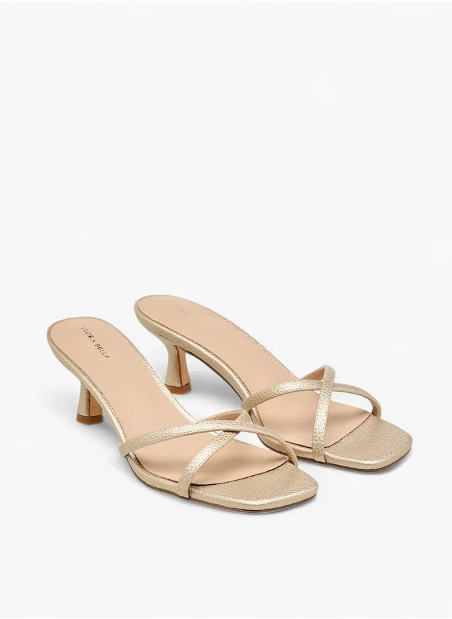 Flora Bella By Shoexpress Women's Strappy Slip-On Sandals with Kitten Heels