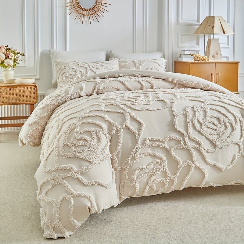 Spring And Summer New Tufted Duvet Cover Set 2/3pcs Set (1 Duvet Cover And 1/2 Pillowcases), Beautiful, Easy And Fashionable Design, All-Season Bedroom Bedding Duvet Cover - Image 2