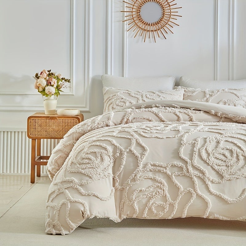 Spring And Summer New Tufted Duvet Cover Set 2/3pcs Set (1 Duvet Cover And 1/2 Pillowcases), Beautiful, Easy And Fashionable Design, All-Season Bedroom Bedding Duvet Cover - Image 3
