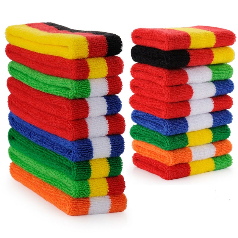 ONUPGO Sweatband Set Premium Sports Headband Wristband Set Sweatbands Terry Cloth Wristband Wrist Sweatband Headbands Moisture Wicking Sweat Absorbing Head Band Red/White/Blue - Image 4